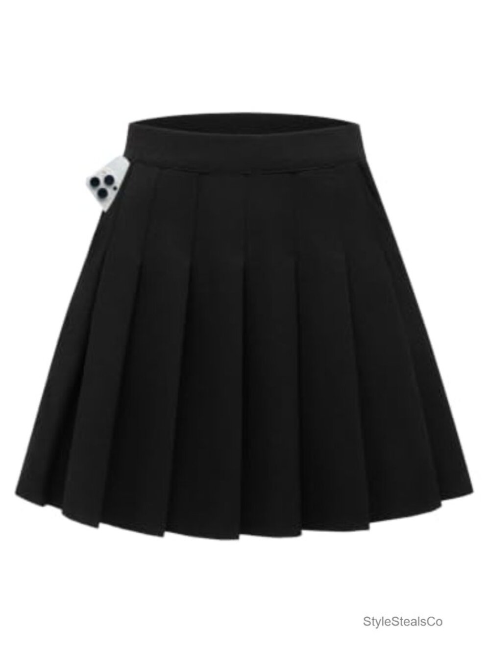Pleated Mini Skirt High Waisted A-Line Elastic Waist Casual